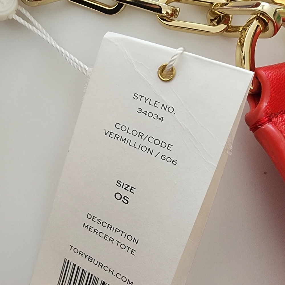 NWT Tory Burch Mercer Leather Tote In Vermillion Red - Picture 9 of 11